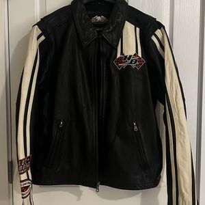 Harley-Davidson Black and Cream Leather Jacket